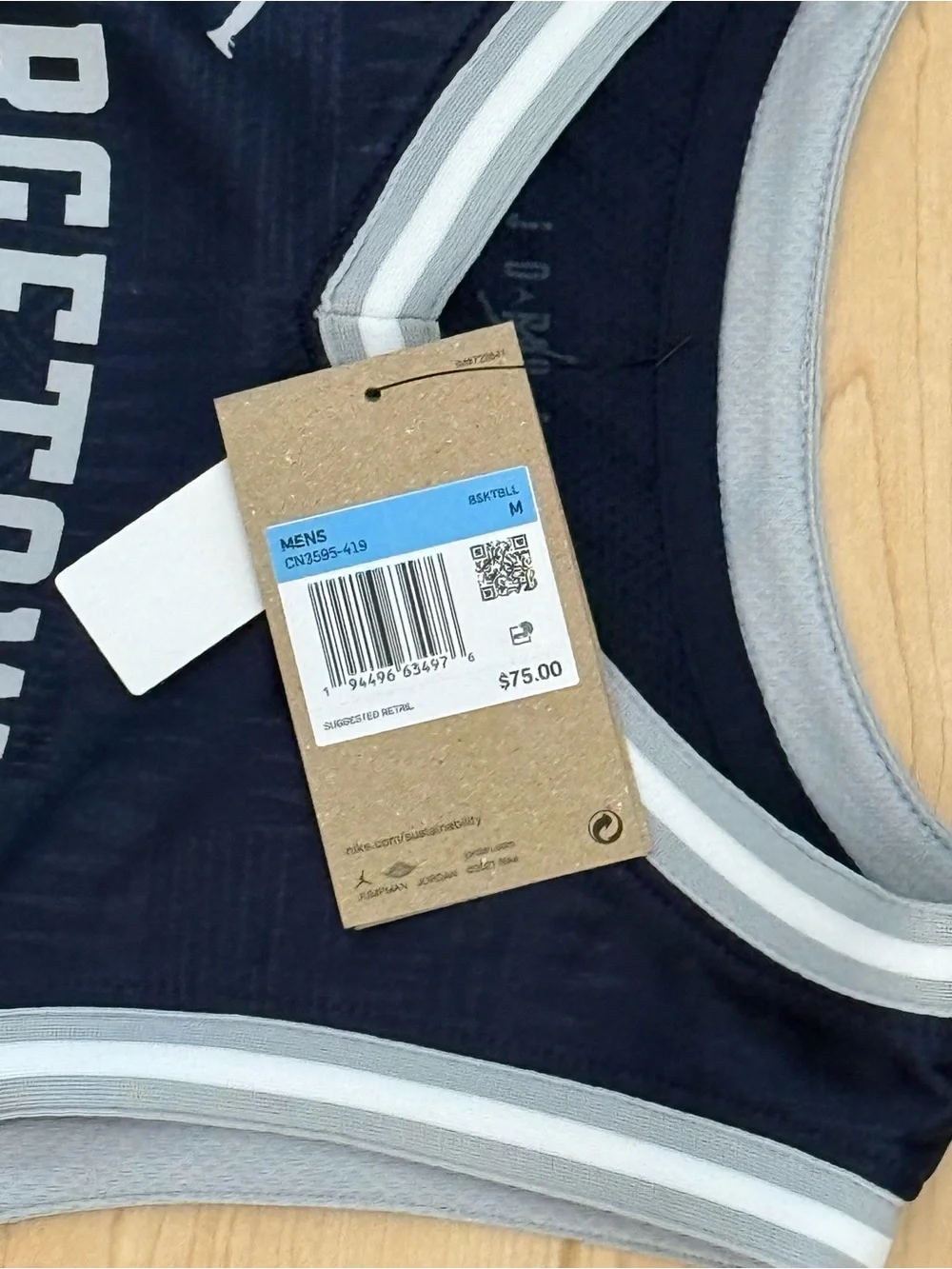 Jordan Navy Blue Georgetown Basketball Tank with Grey Trim